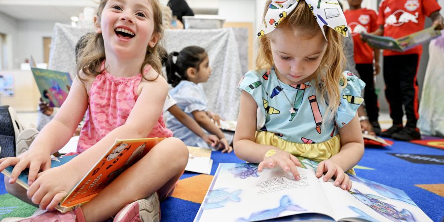 Students read a book