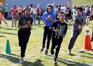 Runners make their way through the course