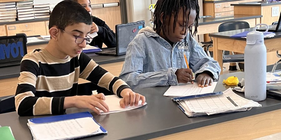 Students studying in the science lab